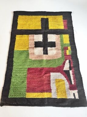 Peruvian Wool Rug Handmade Geometric Textile Wall Decor Gift